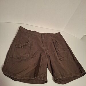 Cabelas 7 Pocket Hiker Cargo Shorts Mens 40‎ Brown Cotton Pleated Outdoor Hiking